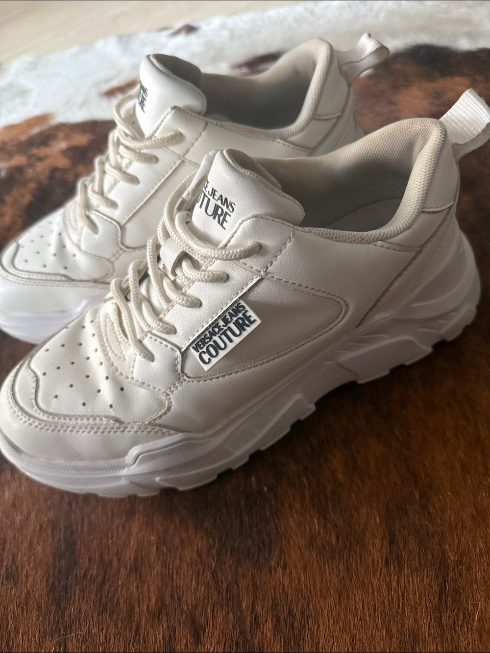 Versace Jeans Couture Women's Cream Athletic Sneakers